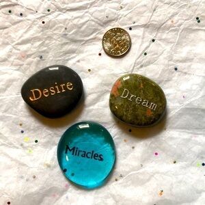 GLASS Worry Stones-Desire/Miracles/Dream